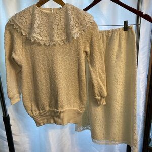 VTG 80’s Jessica McClintock lace/knit set,cottage core,fairycore size S/M